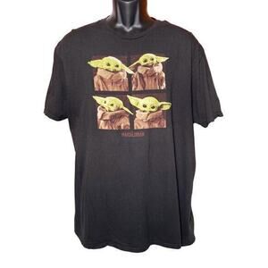 Star Wars Fifth Sun Child Baby Yoda Pose‎ Black T-shirt Men Size XL